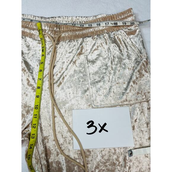 PLUS SIZE 2X champagne cream velvet jogger track loungewear pant set NWT B37 - Picture 9 of 11
